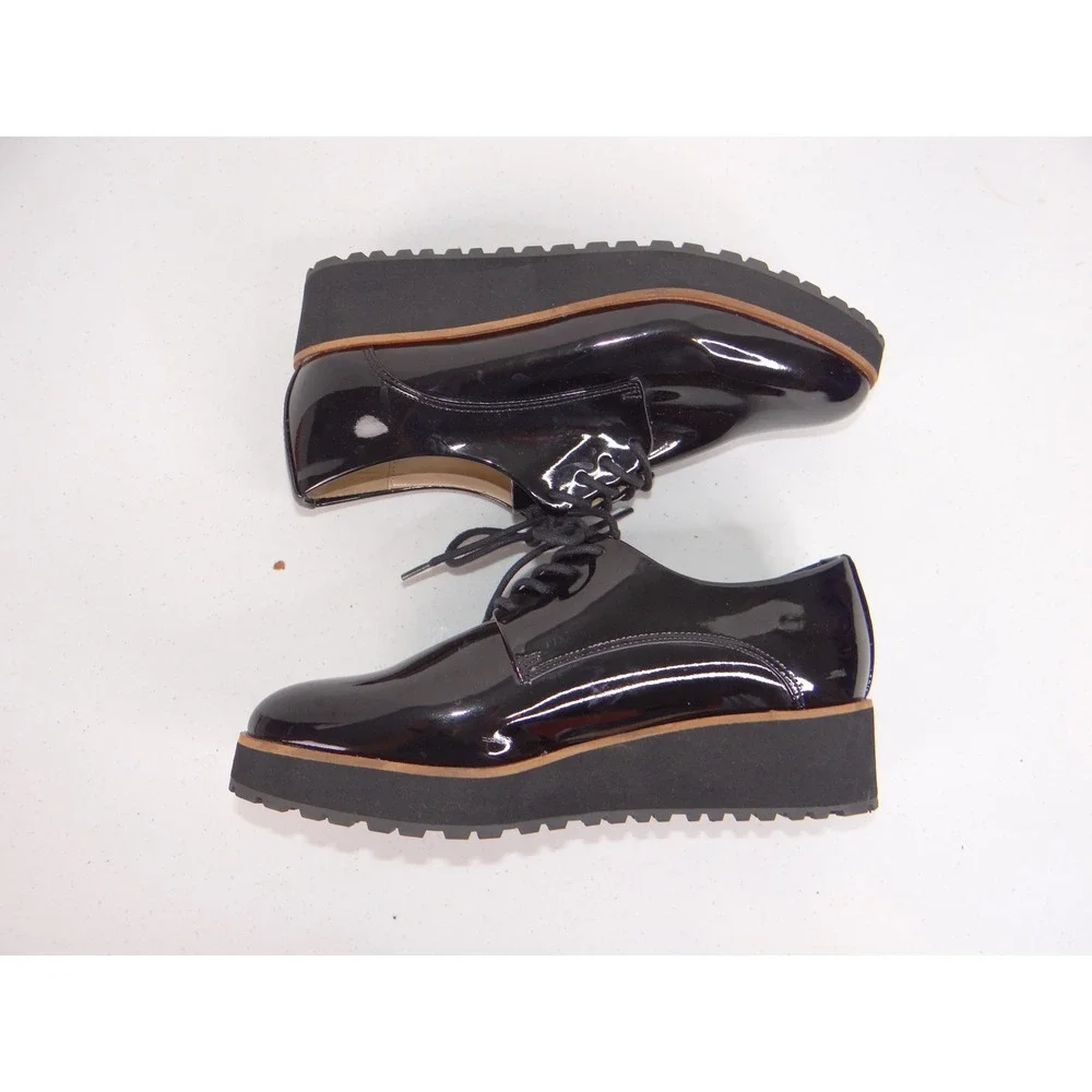 Aldo Ereillan Black Patent Platform Lug Sole Oxford Shoes Womens 7.5 1018319